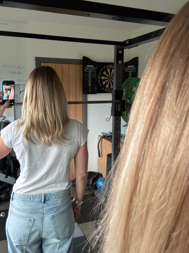 Customer photo review of Remy Human Hair Invisible Wire Extension - Mixed Blonde