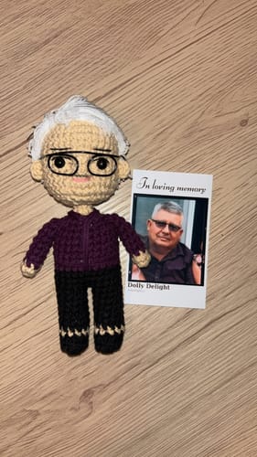 Customer photo review of Dolly® Personalized Crochet Doll with Photo Card