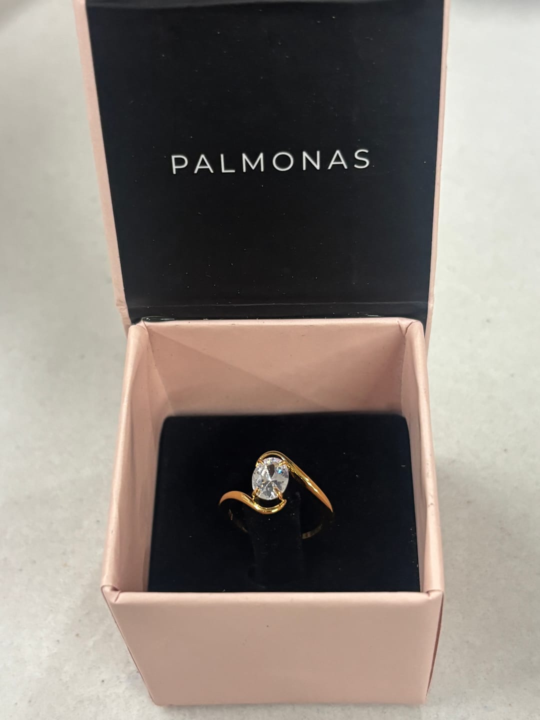 Customer photo review of Curved Edge Solitaire Accent Ring