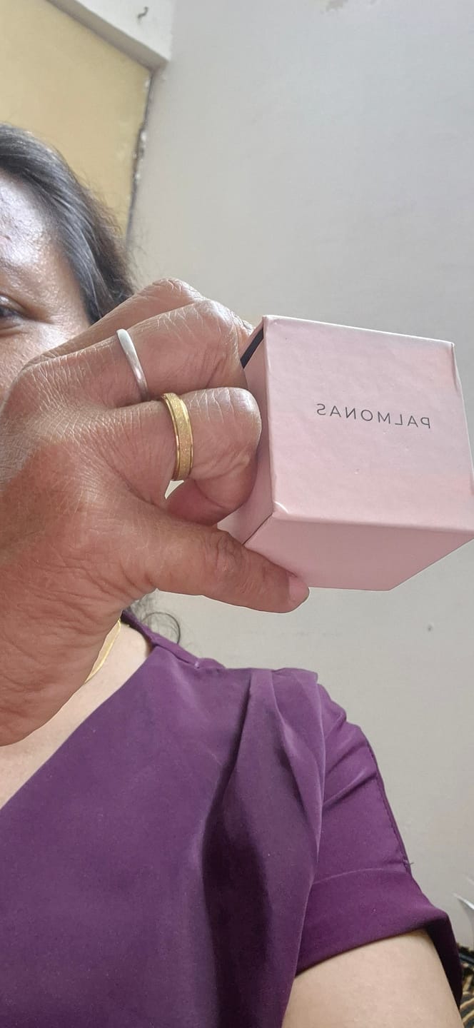 Customer photo review of Textured Matte Gold Band Ring