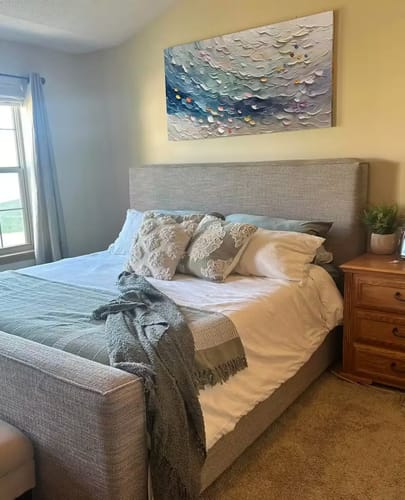 Customer photo review of Seaside Shells Harmony-Textured Impasto Oil Painting, Colorful Abstract Wave - Inspired Wall Art for Home Decor