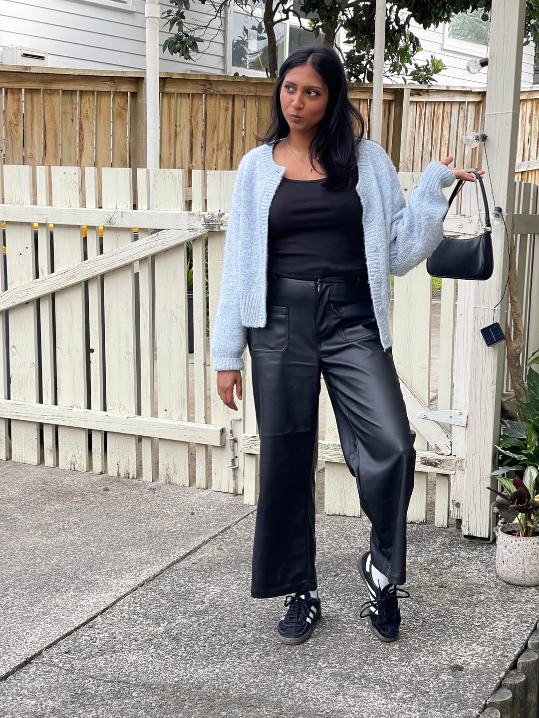 Customer photo review of June Women's Faux Leather Pants - Black