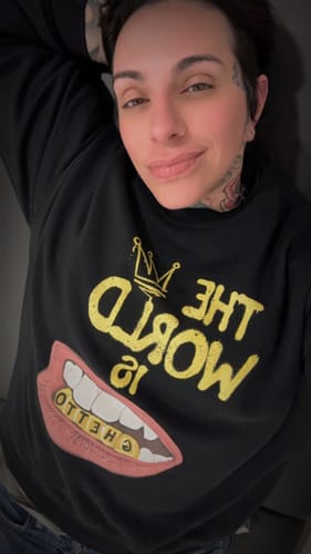 Customer photo review of The World Is Ghetto Crewneck