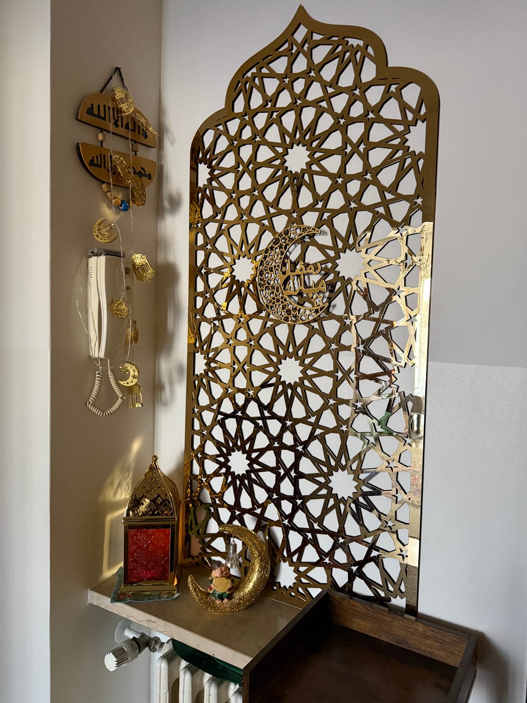 Customer photo review of Islamic Wooden Interior Mihrab for Home Prayer Space | 12-Pointed Star