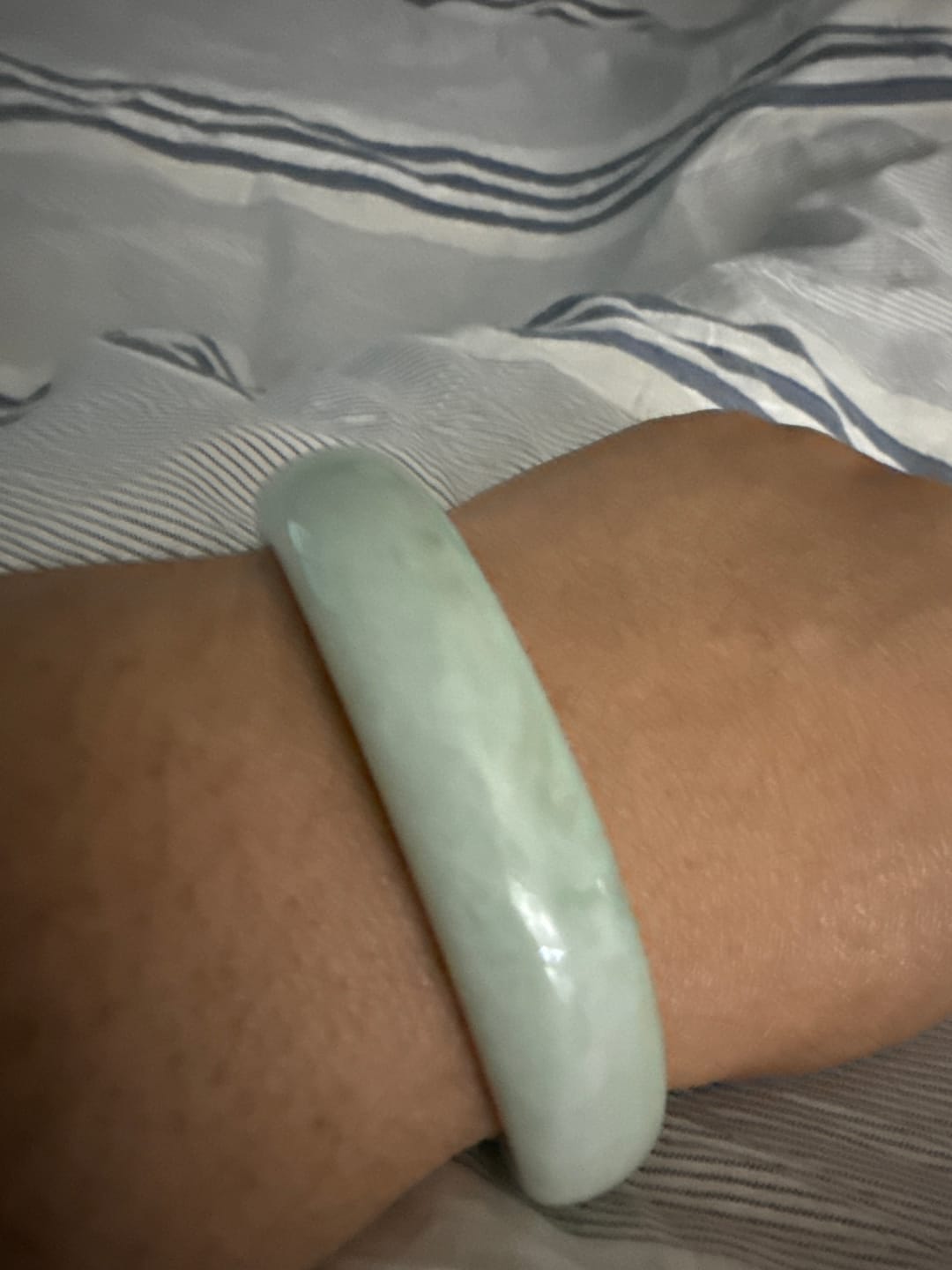 Customer photo review of Certified Natural Grade A Jade Bangle Bracelet – Authentic Green Jadeite Jewelry for Elegance, Balance & Prosperity | Handcrafted Gift for Women