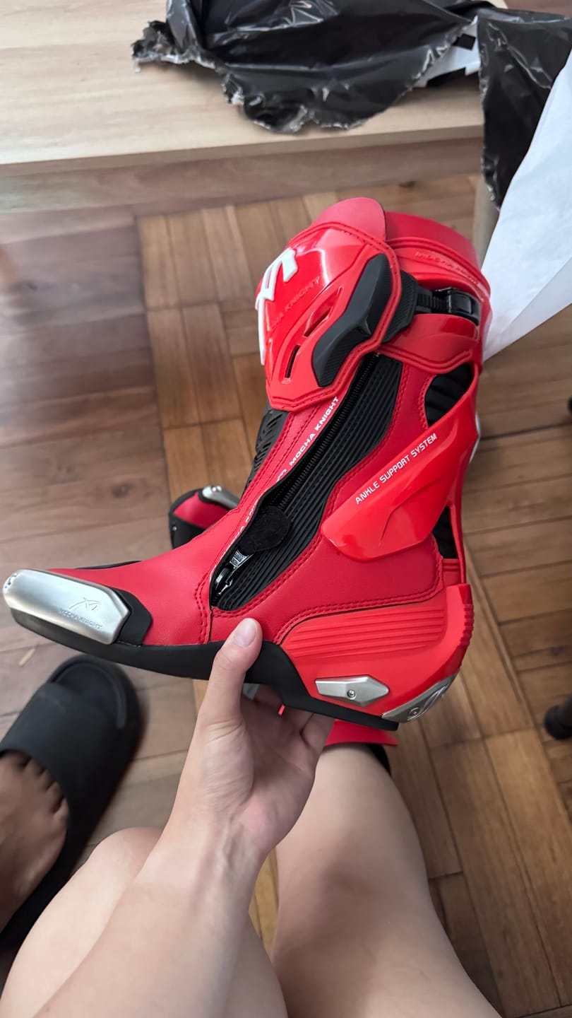 Customer photo review of Red Motorcycle Riding Boots