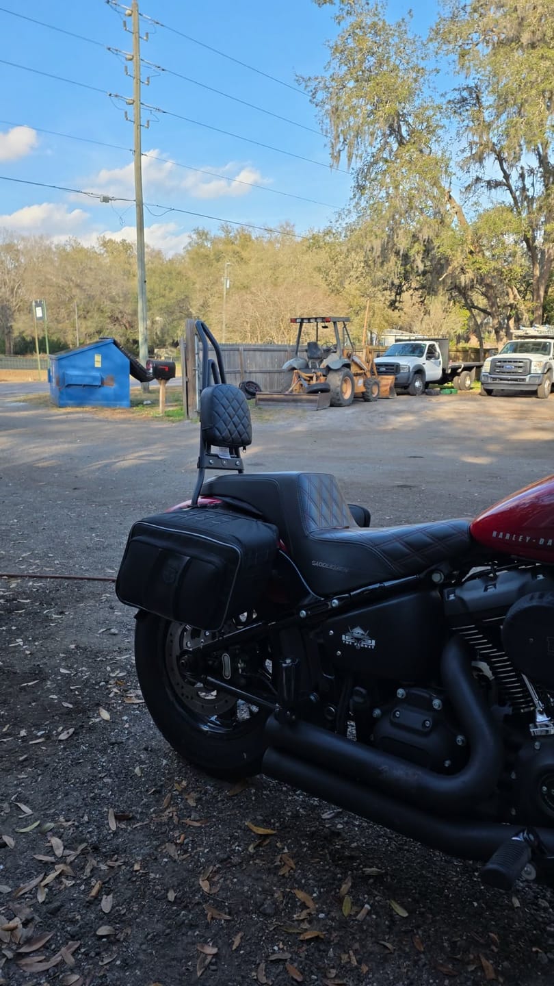 Customer photo review of Viking Iron Born Diamond Stitch Leather Short Motorcycle Sissy Bar Pad for Harley Davidson