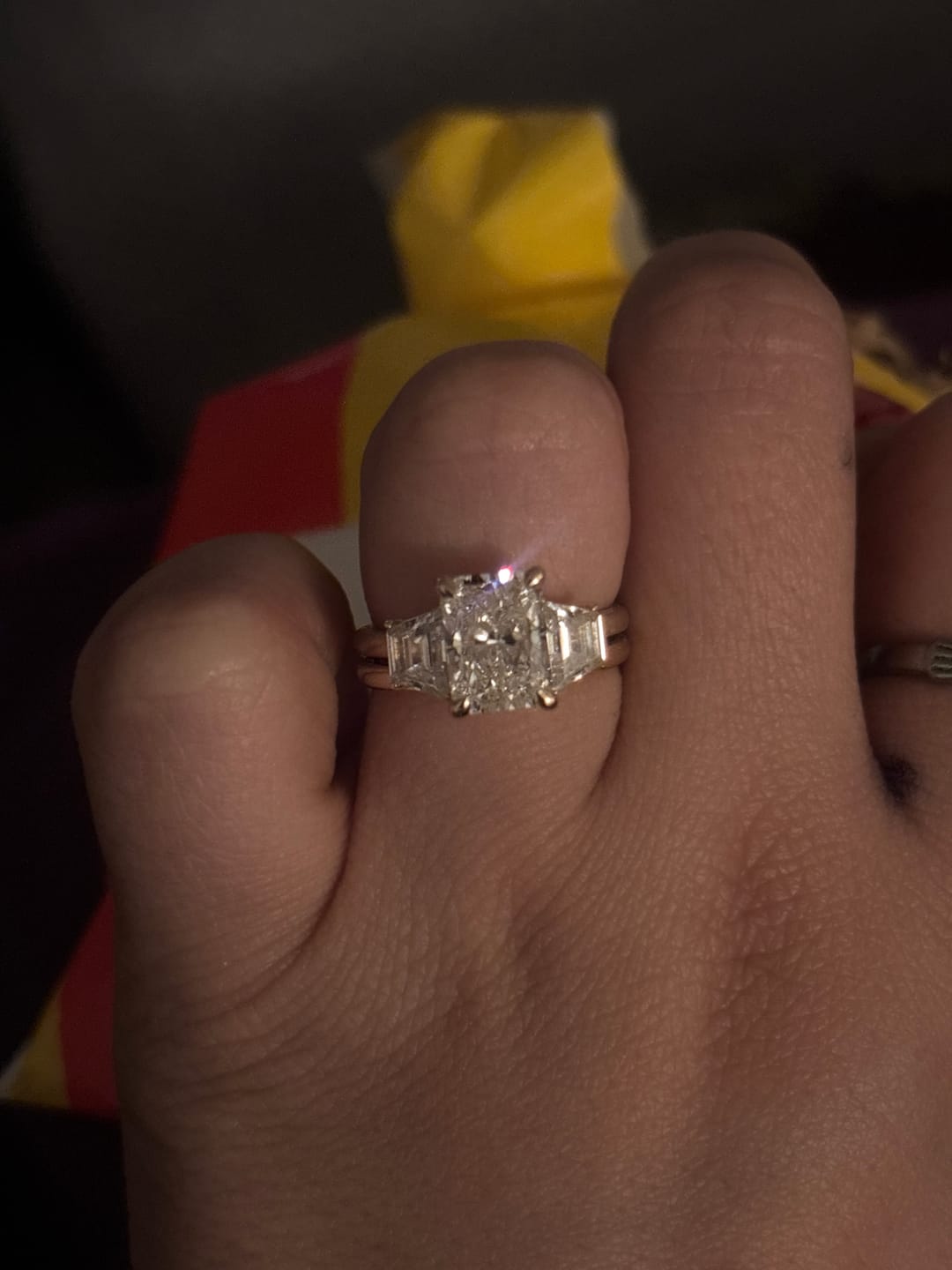 Customer photo review of Unique Insert Wedding Band Engagement Ring Enhancer In Sterling Silver