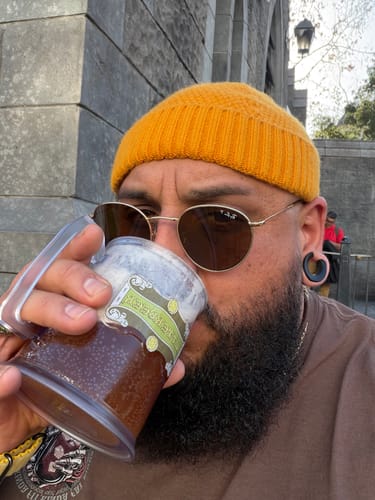 Customer photo review of LOGO RIBBED FISHERMAN BEANIE.