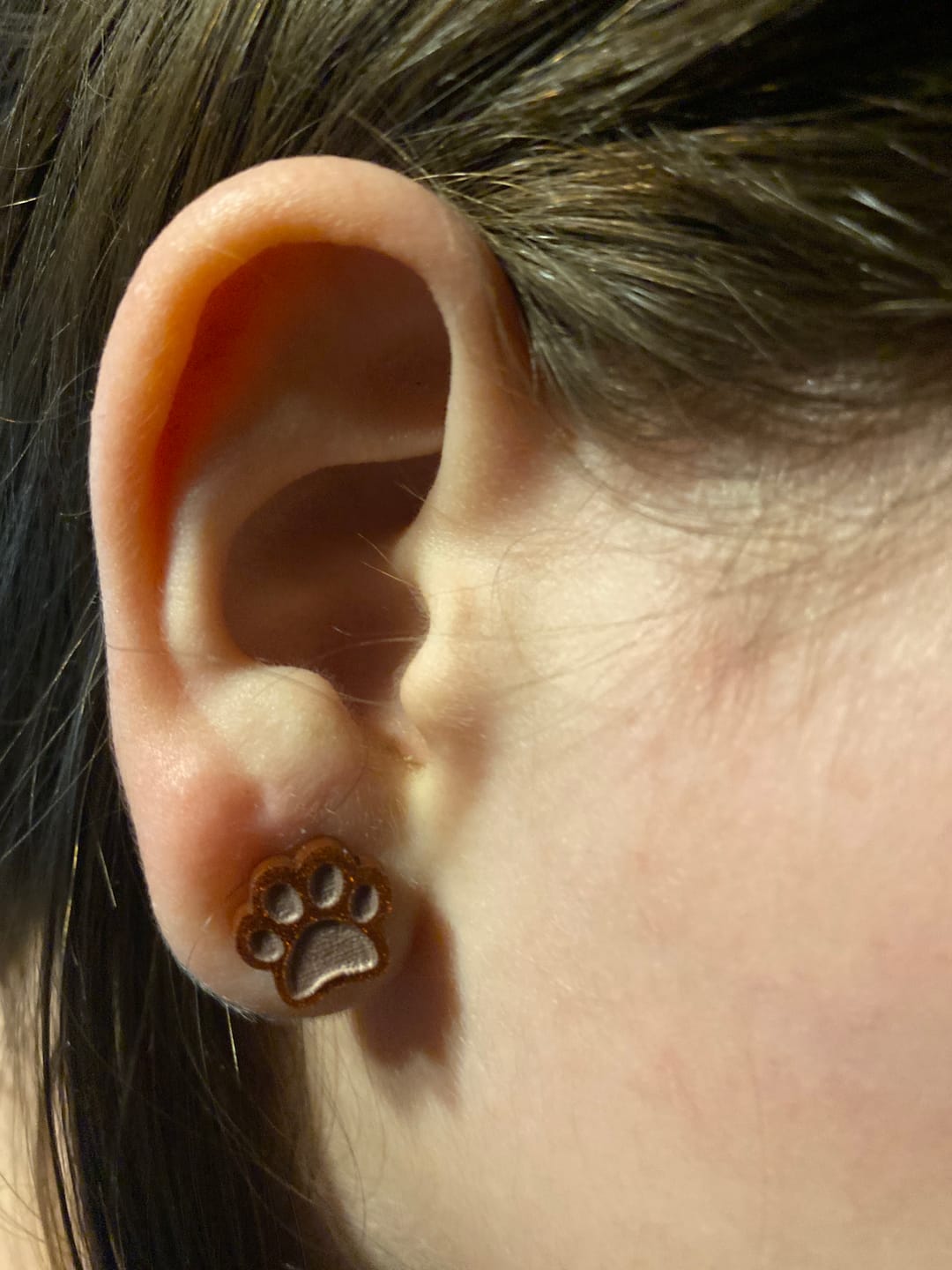 Customer photo review of Paw Print Studs