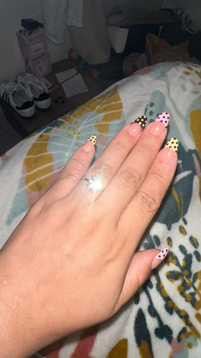 Customer photo review of Oval Hidden Halo Engagement Ring