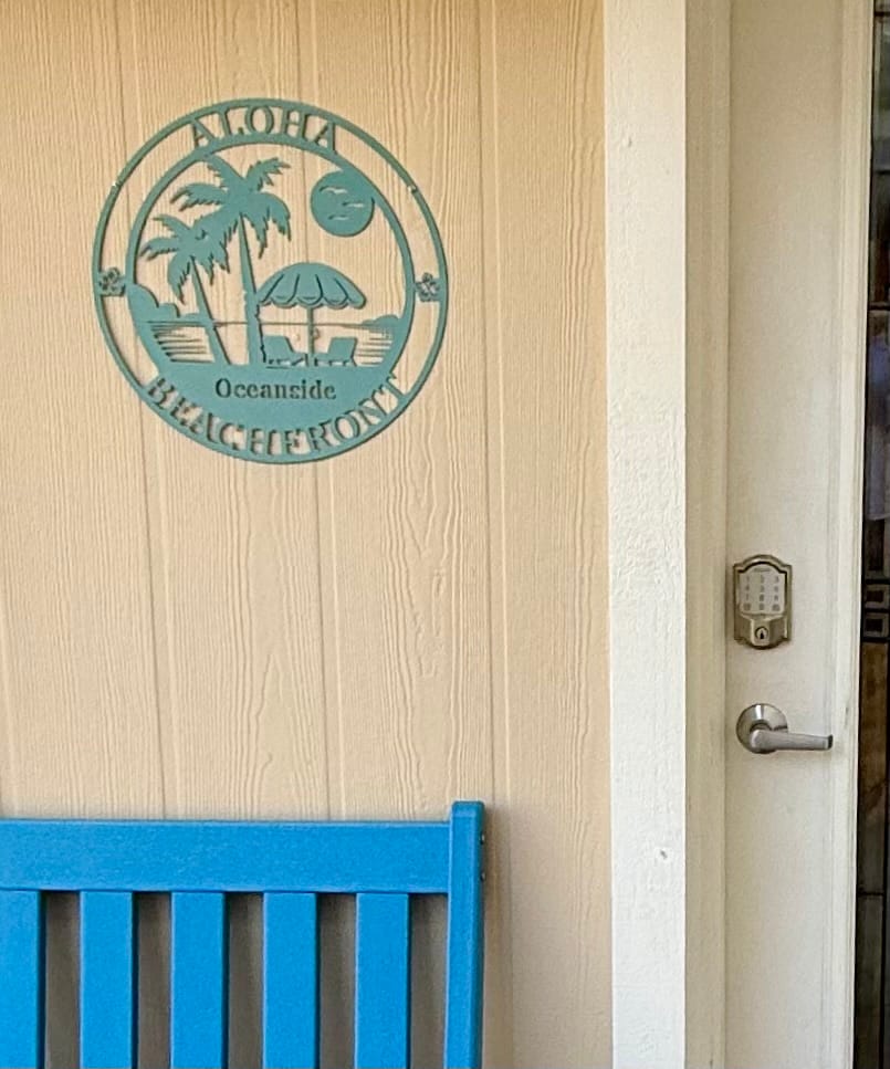 Customer photo review of Beach Palm Metal Sign