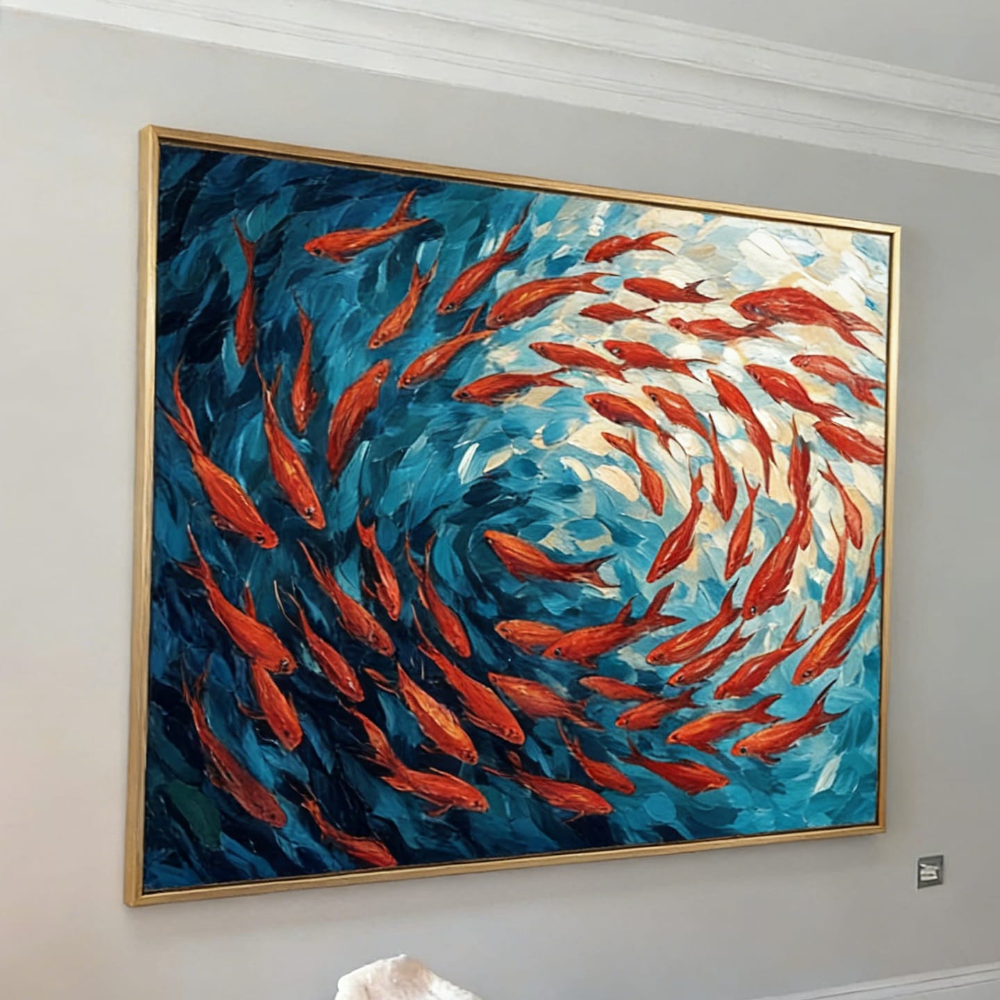 Customer photo review of Crimson Current – Flowing Koi Abstract Painting #awp2