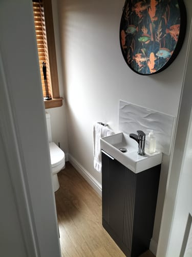 Customer photo review of Nuie Deco Compact 400 Cloakroom Floor standing Vanity Unit - Satin Anthracite