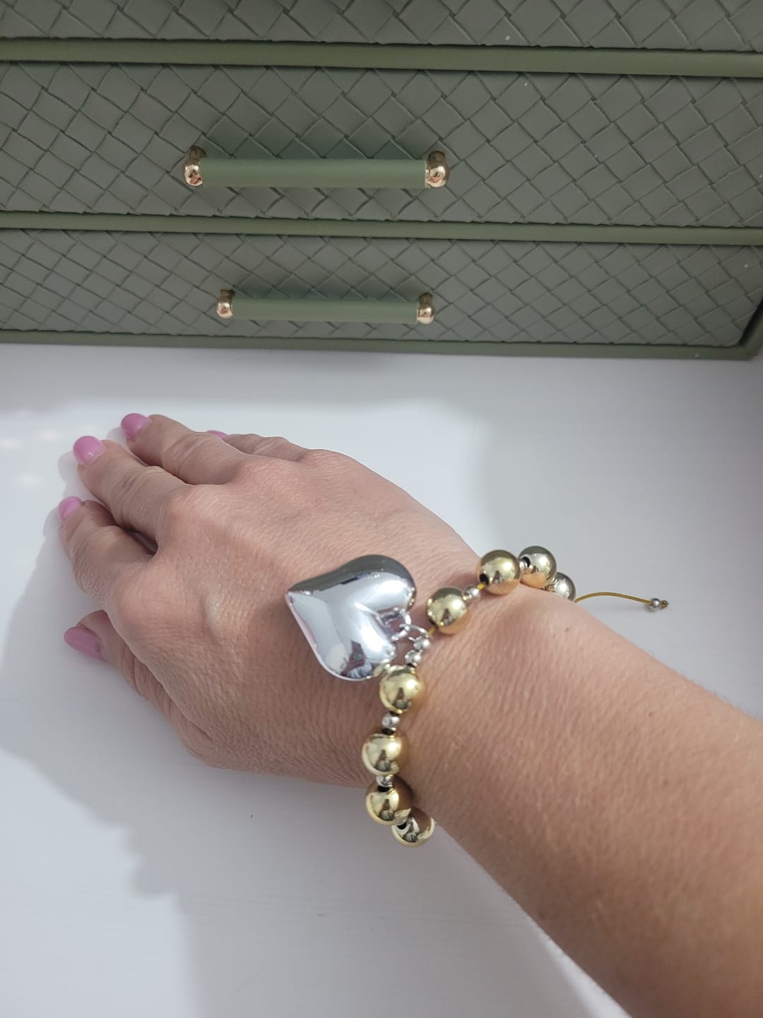 Customer photo review of Two Tone Heart Bracelet