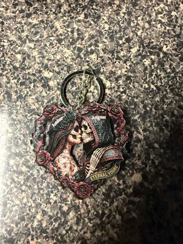 Customer photo review of Personalized Skull Couple Acrylic Keychain, Gift For Couples