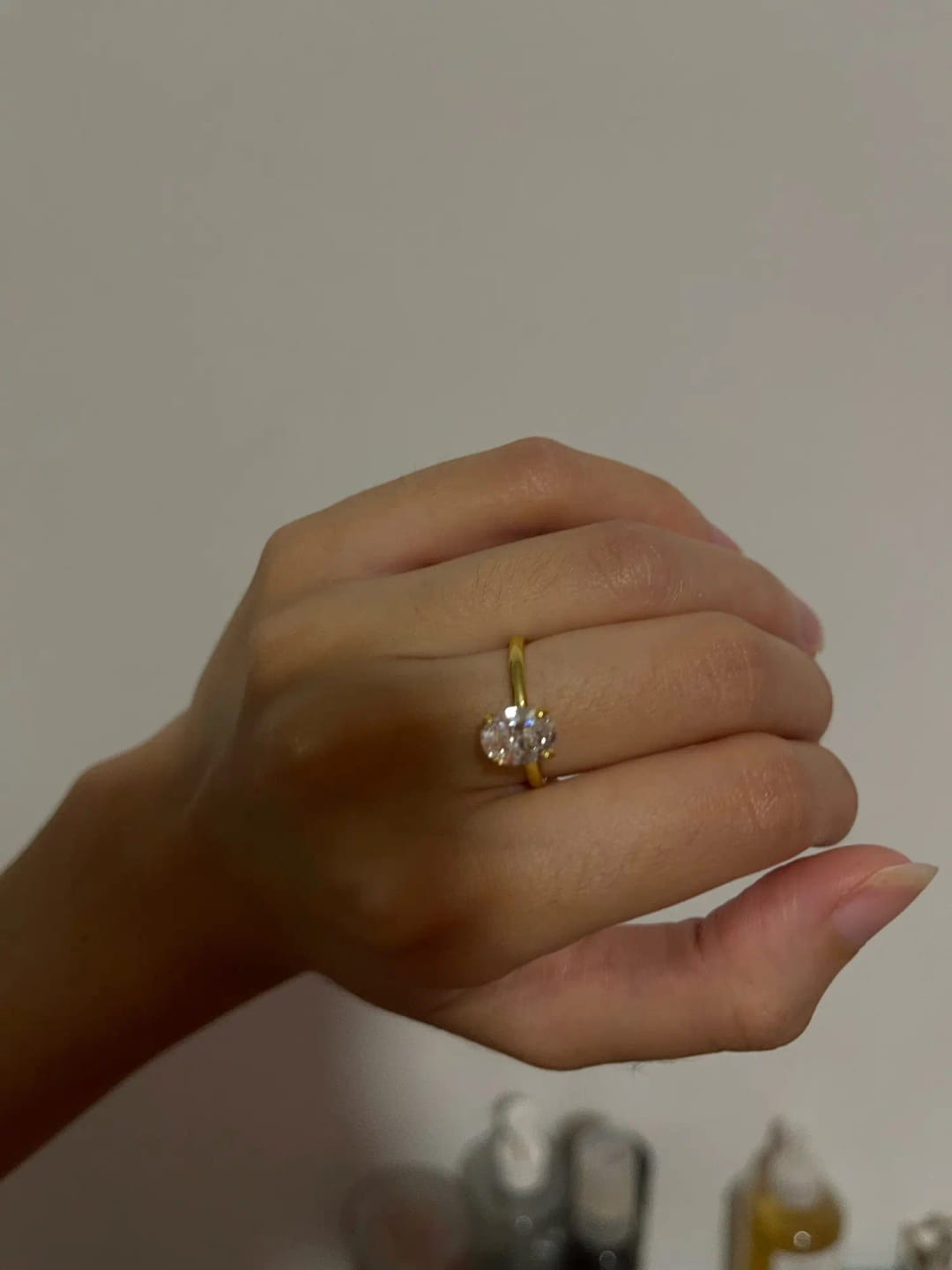 Customer photo review of Oval Hidden Halo Engagement Ring