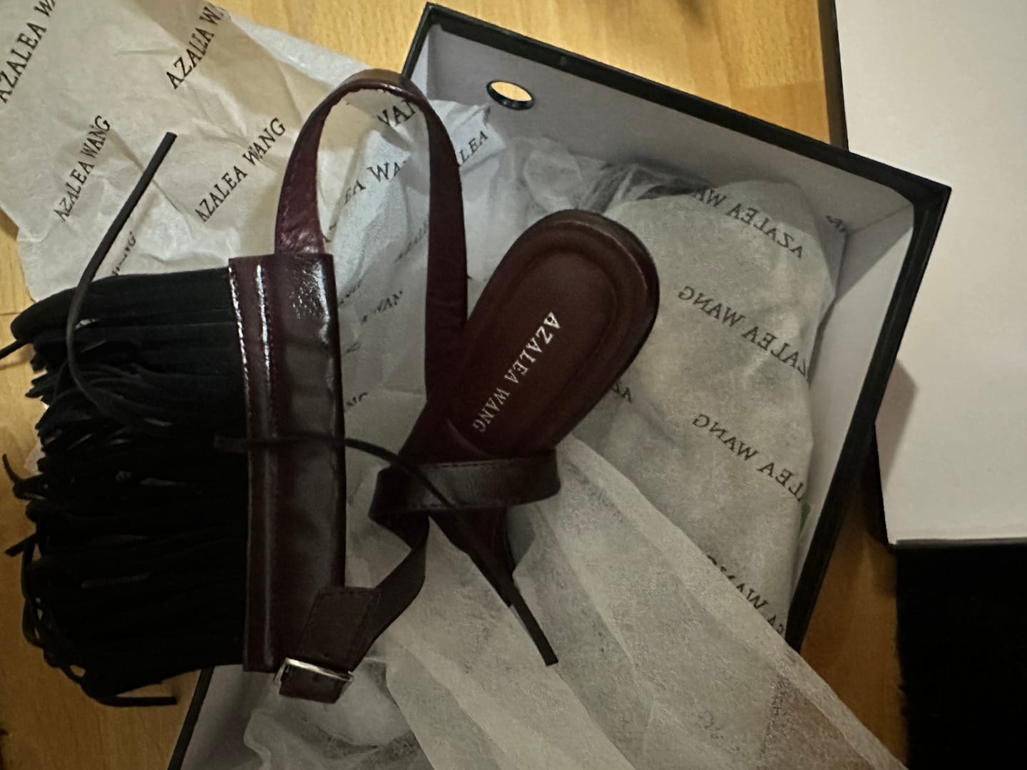 Customer photo review of ANTIQUE-BURGUNDY STILETTO SANDAL