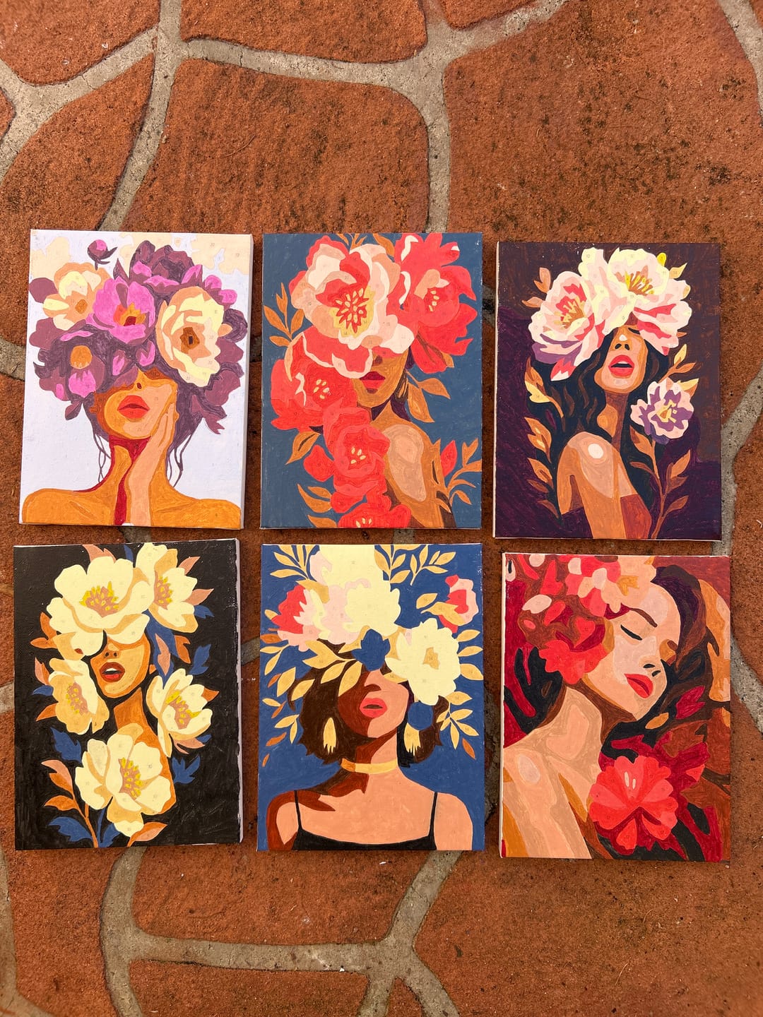 Customer photo review of 6 Mini Paintings - Flower Ladies Set