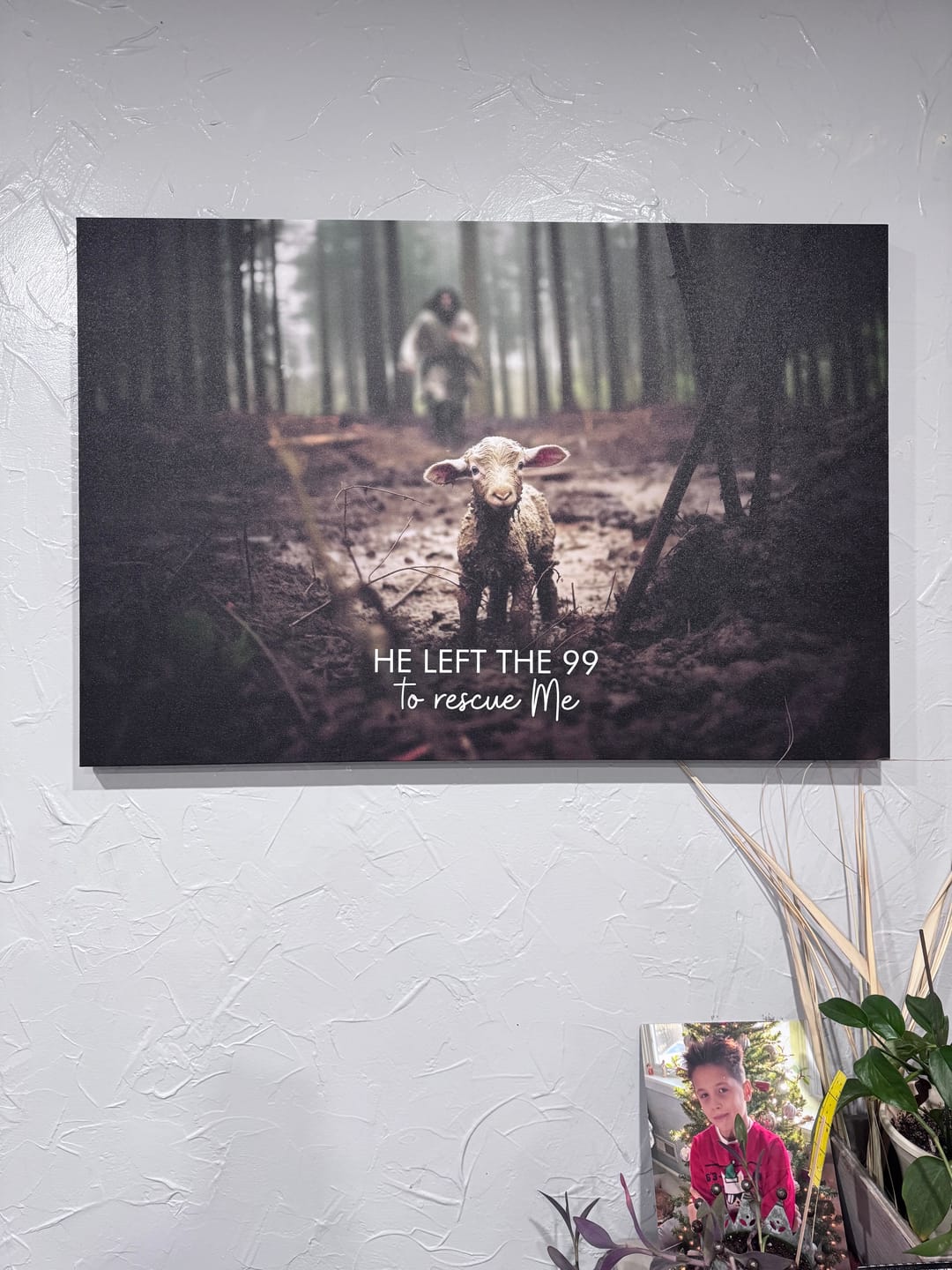 Customer photo review of He Left the 99 to Rescue Me, Jesus and Lost Sheep, Wall Art Canvas