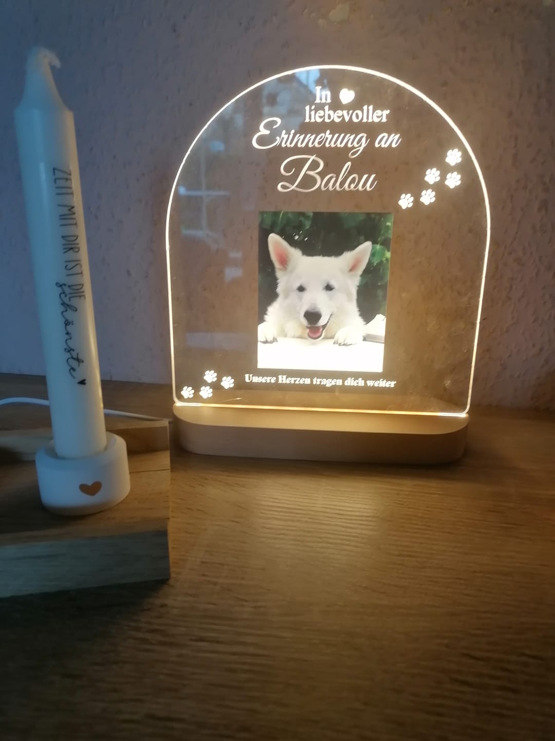 Customer photo review of Zur liebevollen Erinnerung – LED-Lampe für Hund/Katze