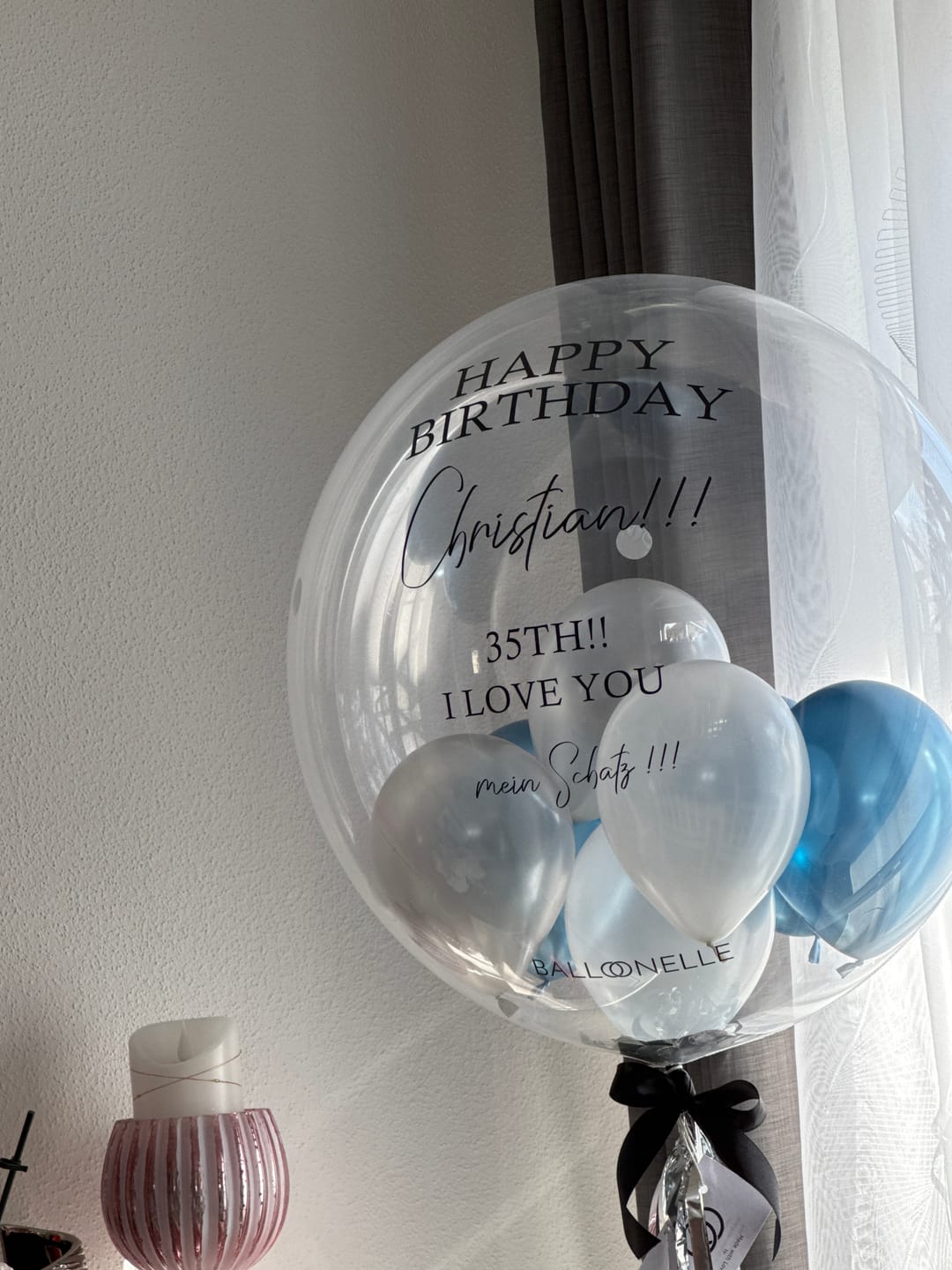 Customer photo review of Blue Silver Love Designer Ballon
