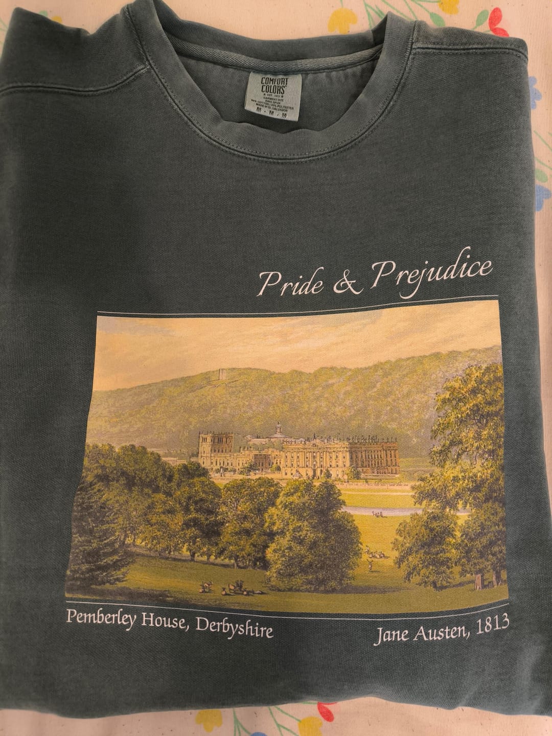 Customer photo review of Pride and Prejudice Pemberley Manor Sweatshirt | Cotton Blend Crewneck