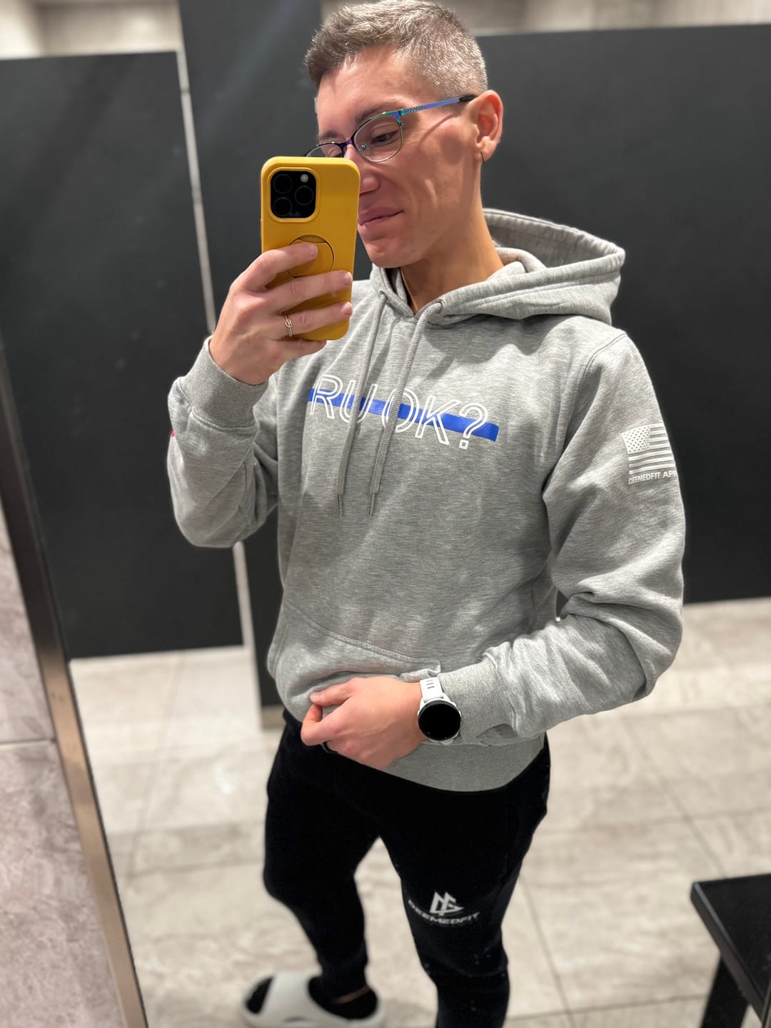 Customer photo review of Blue Line Stigma Breaking Hoodie- Heather Grey