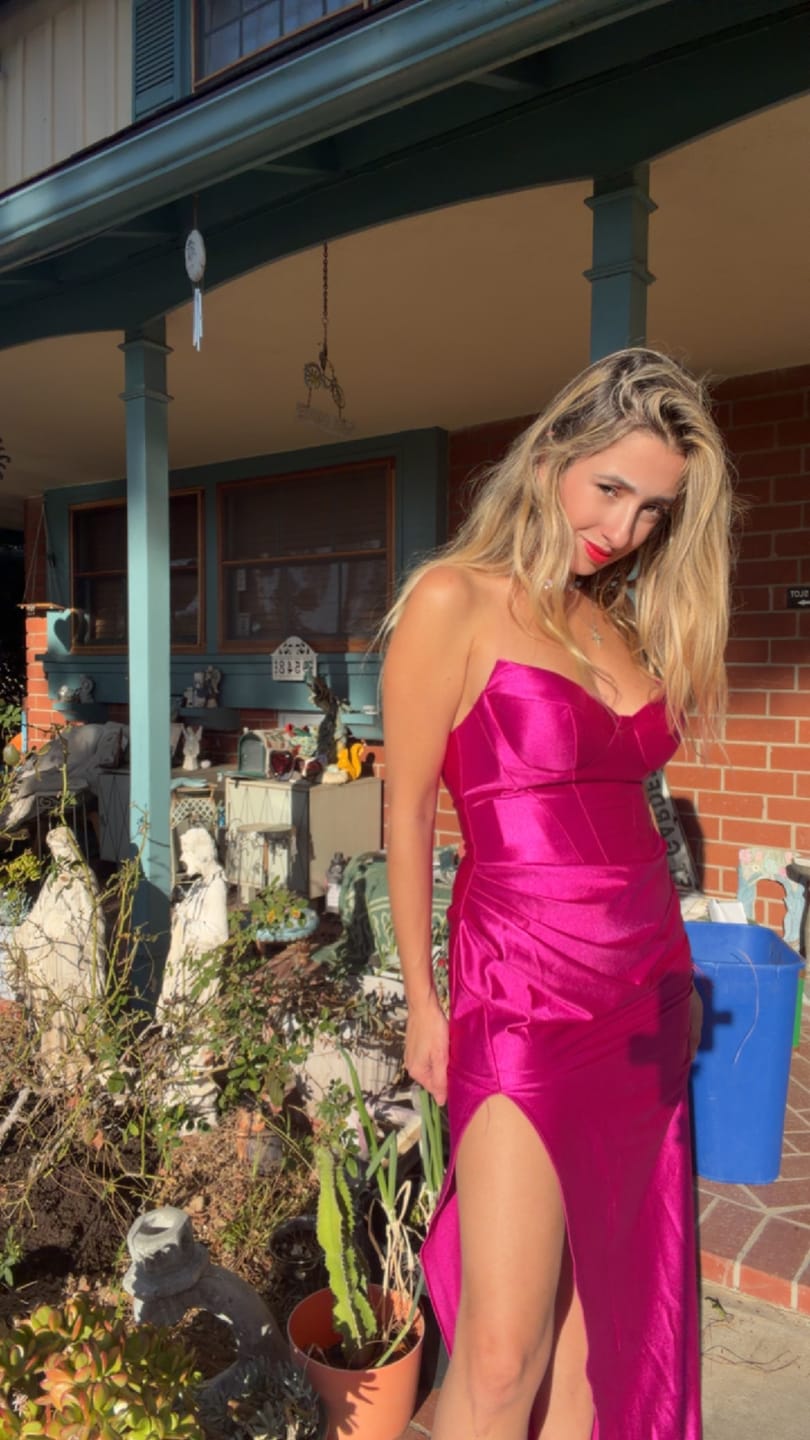 Customer photo review of Amoris T723 Sleek and Modern Stretch Satin Strapless Gown