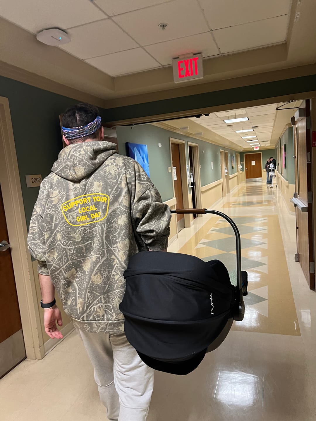 Customer photo review of Support Your Local Girl Dad Hoodie (Tree Camo Edition)