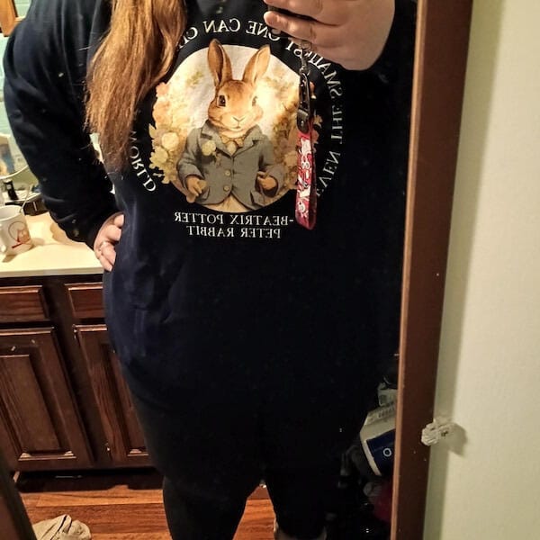 Customer photo review of Peter Rabbit Sweatshirt | Book Lover Cotton Blend Crewneck