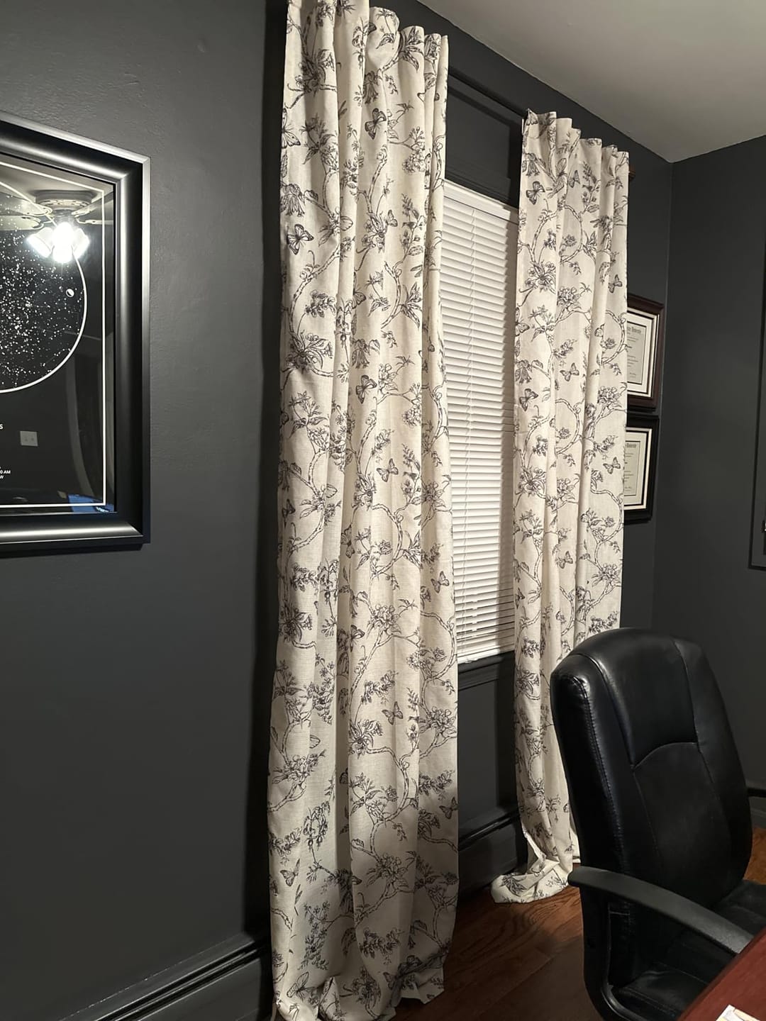 Customer photo review of Modern Toile Floral & Insect Linen Curtains