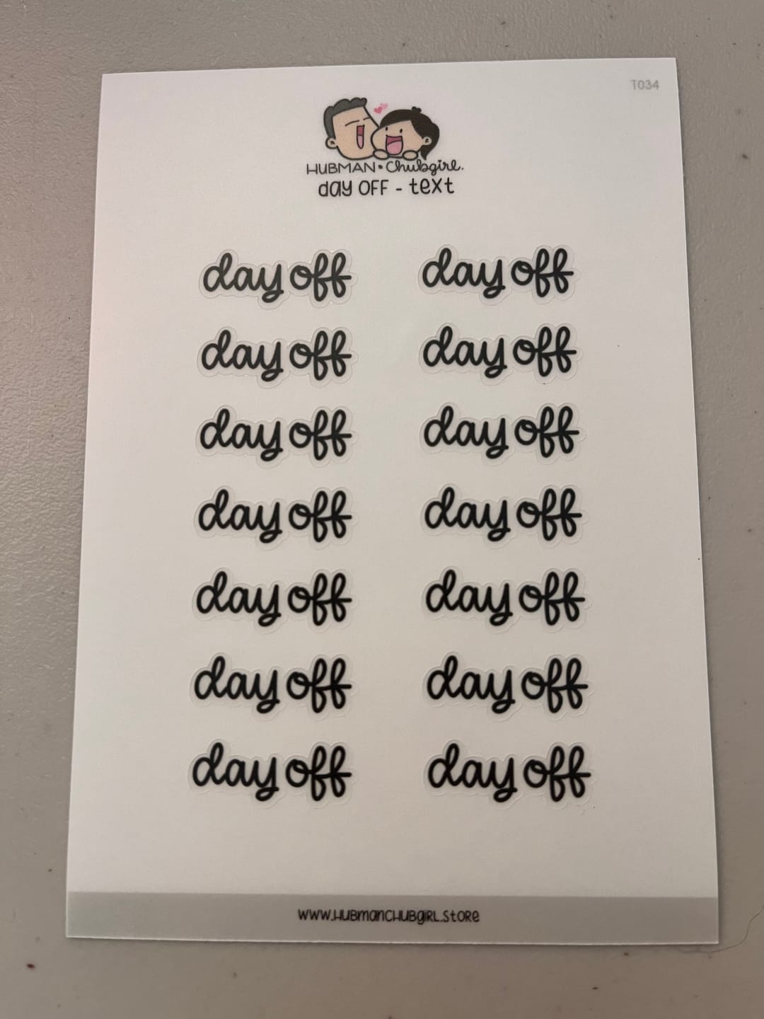 Customer photo review of Day Off Text Planner Stickers