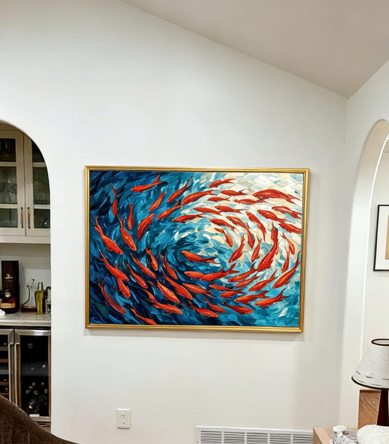 Customer photo review of Crimson Current – Flowing Koi Abstract Painting #awp2
