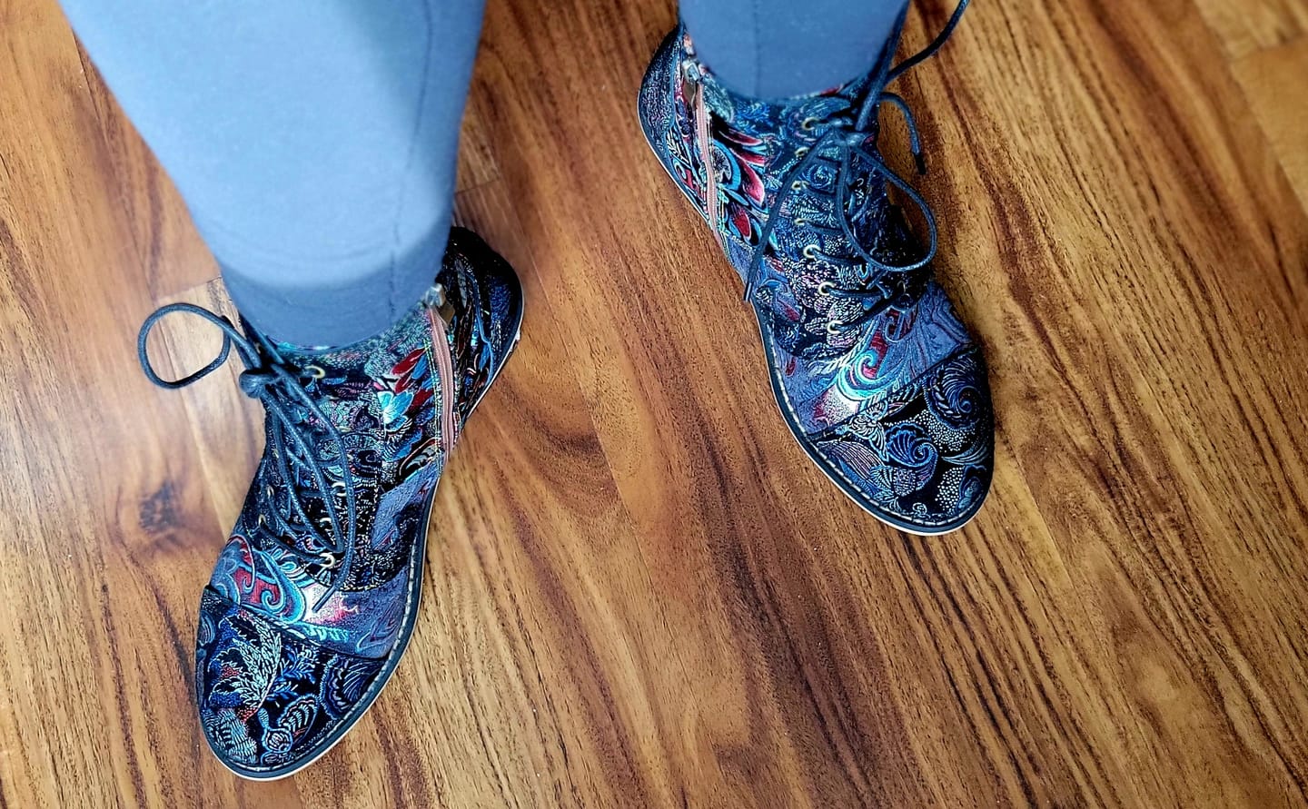 Customer photo review of Vintage Handmade Stunning Floral Ankle Boots