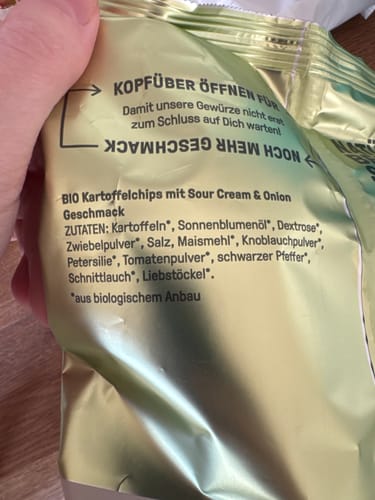 Kundenbewertung mit Foto zu Bio Kartoffelchips Sour Cream Style