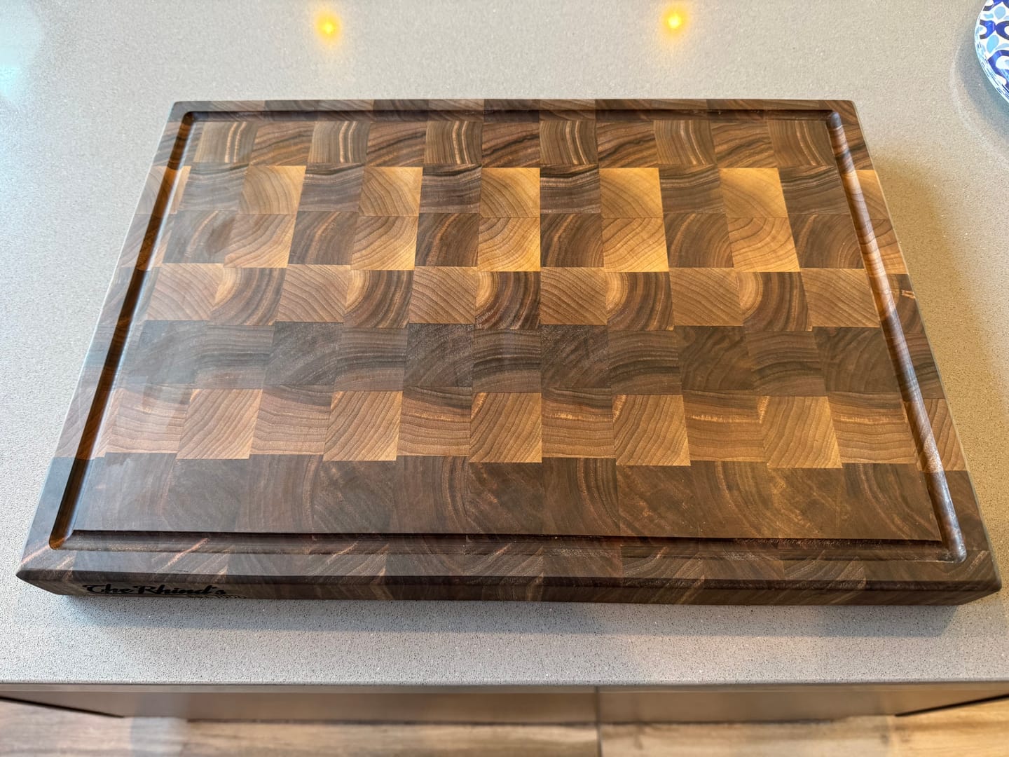 Customer photo review of Personalized Double-sided Walnut  End Grain Cutting Board