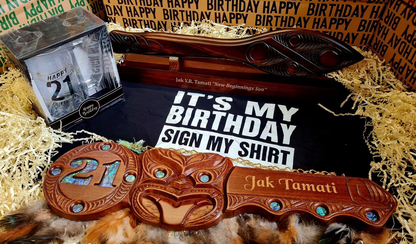 Customer photo review of Carved Maori Waka Hoe Paddle