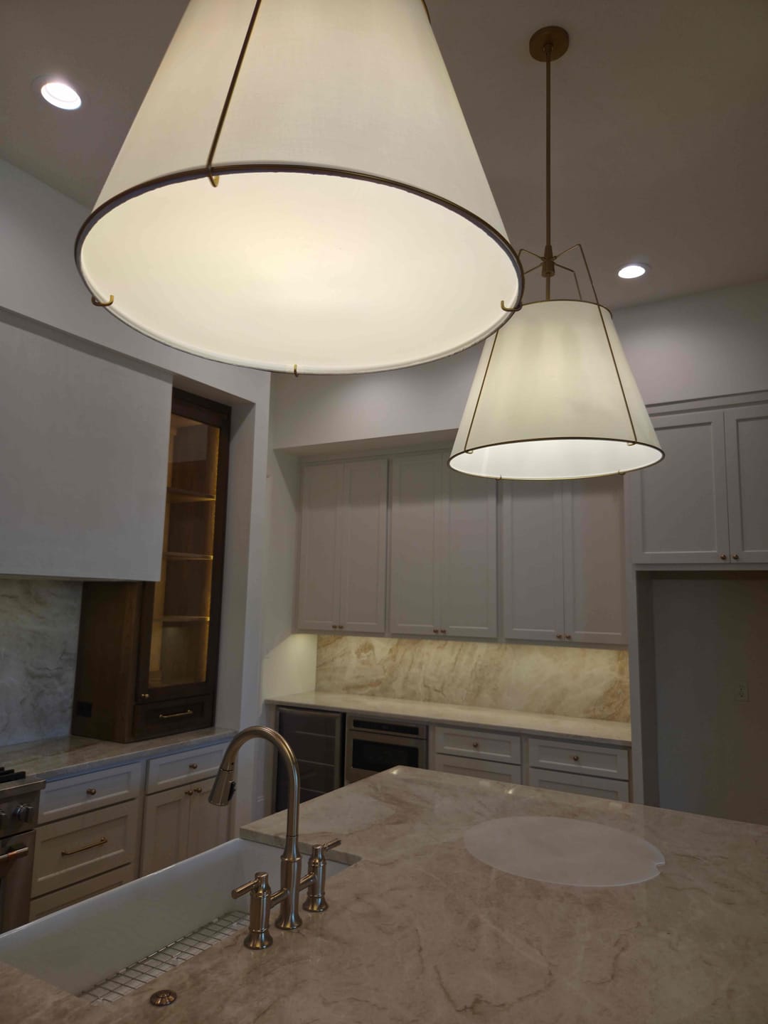 Customer photo review of Contemporary 4-Light Conical Linen Tapered Pendant Light