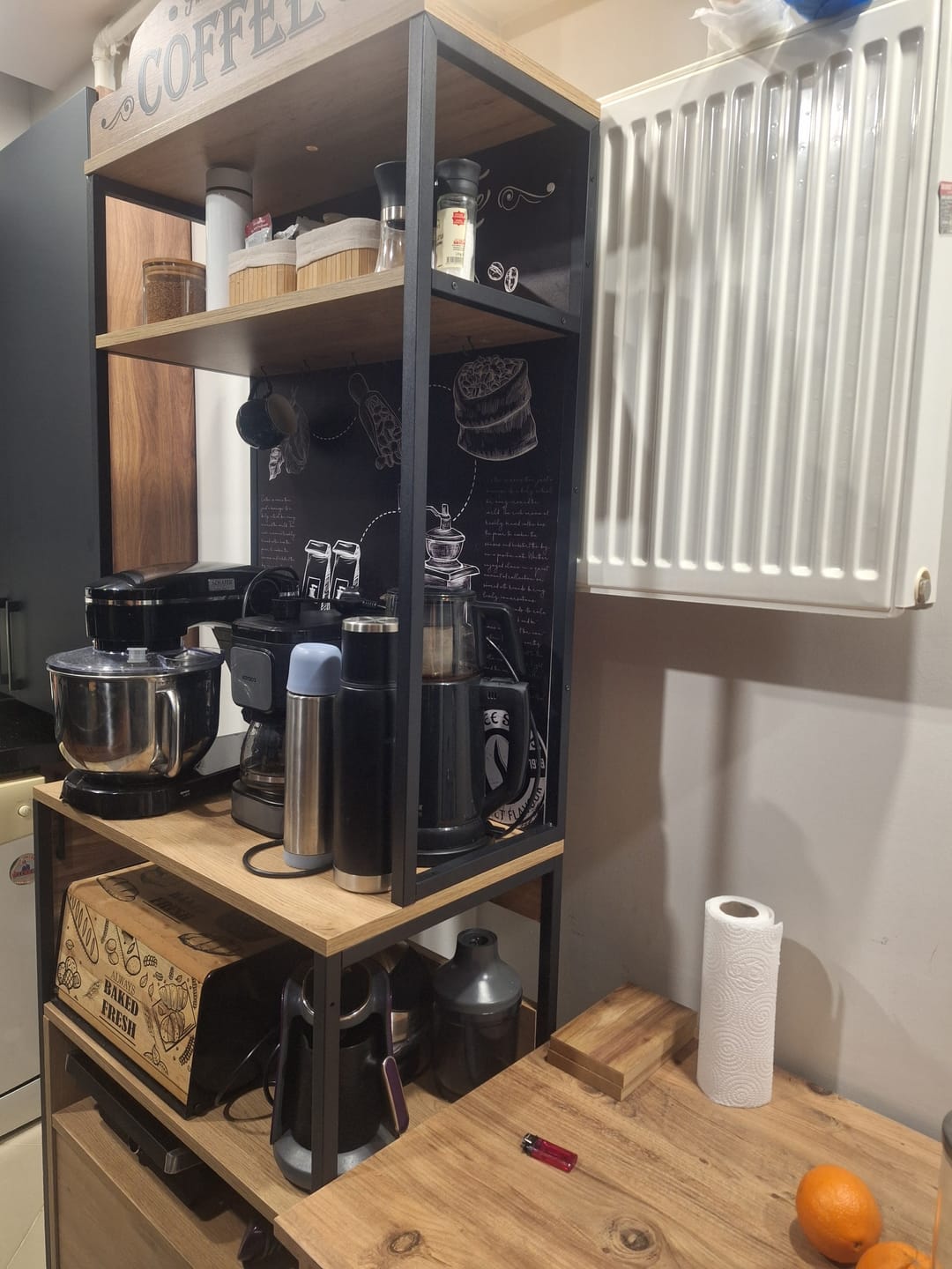 Customer photo review of Rani JE154 Işıklı Kahve Köşesi Çekmeceli Çok Amaçlı Mutfak Dolabı Sepet Ceviz