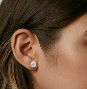 Customer photo review of Round Solitaire Stud Earrings
