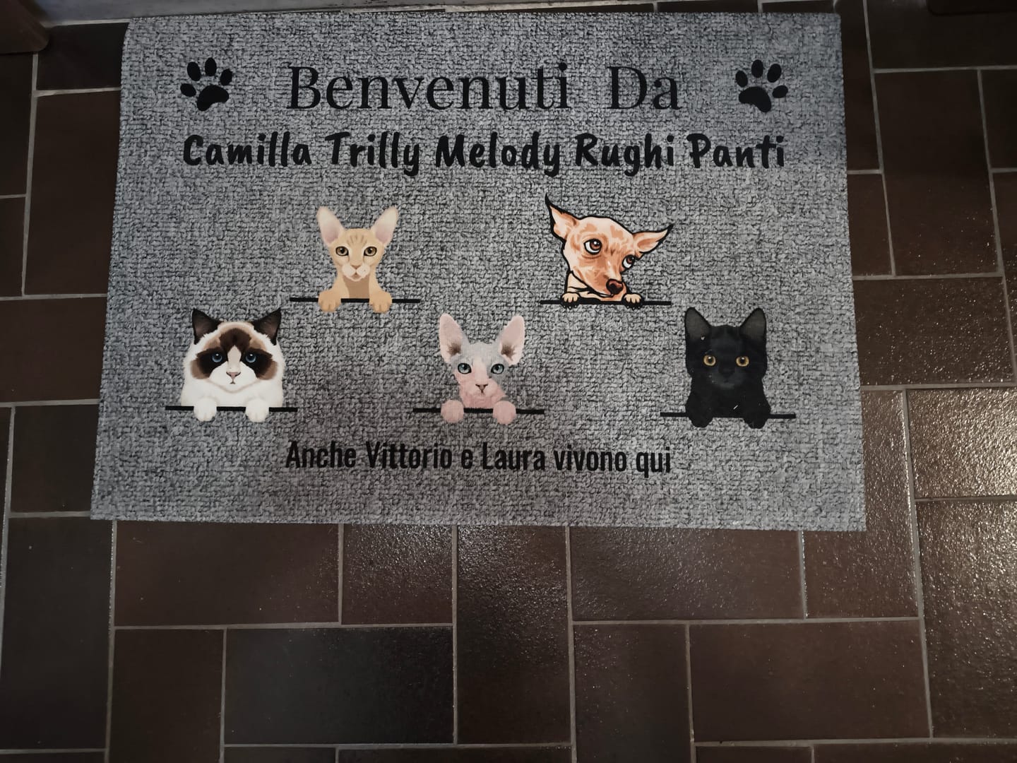 Customer photo review of Benvenuti da – Zerbino personalizzato