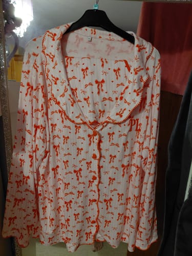 Customer photo review of P.Louise Adults Christmas Bow Pyjamas - Shorts Set