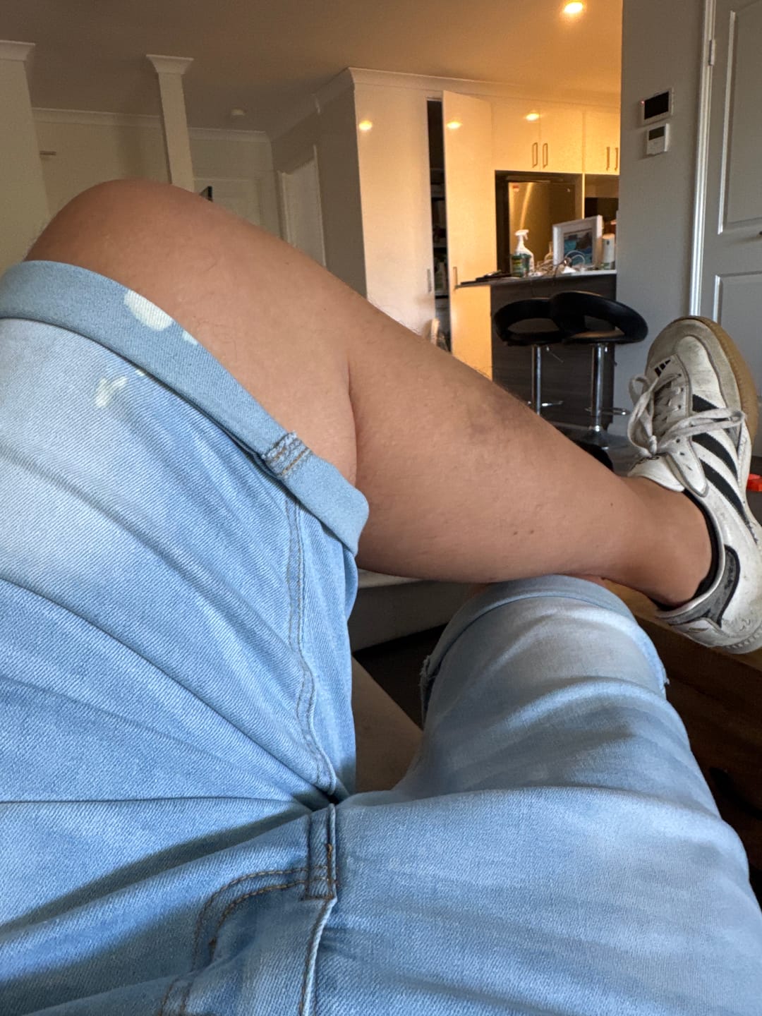 Customer photo review of Light Blue Denim Shorts
