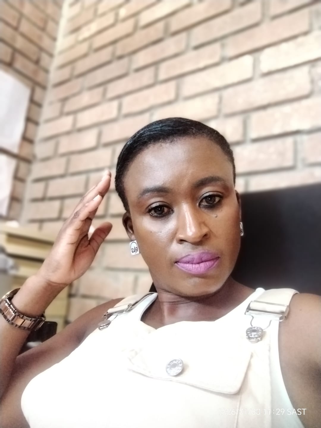 Customer photo review of Silver Pearl Square Earrings