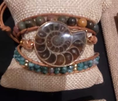 Customer photo review of Natural Ammonite, Tiger Eye, Agate & Jasper Vegan Wrap Bracelet