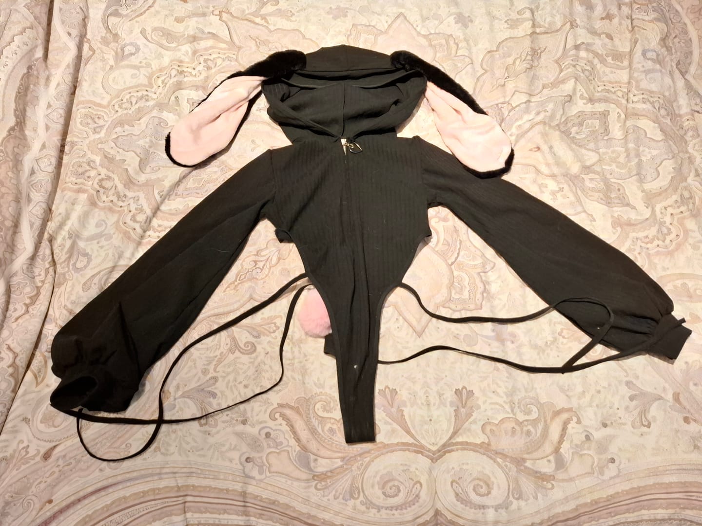 Customer photo review of Chic Bunny Ear Hoodie Bodysuit for sale