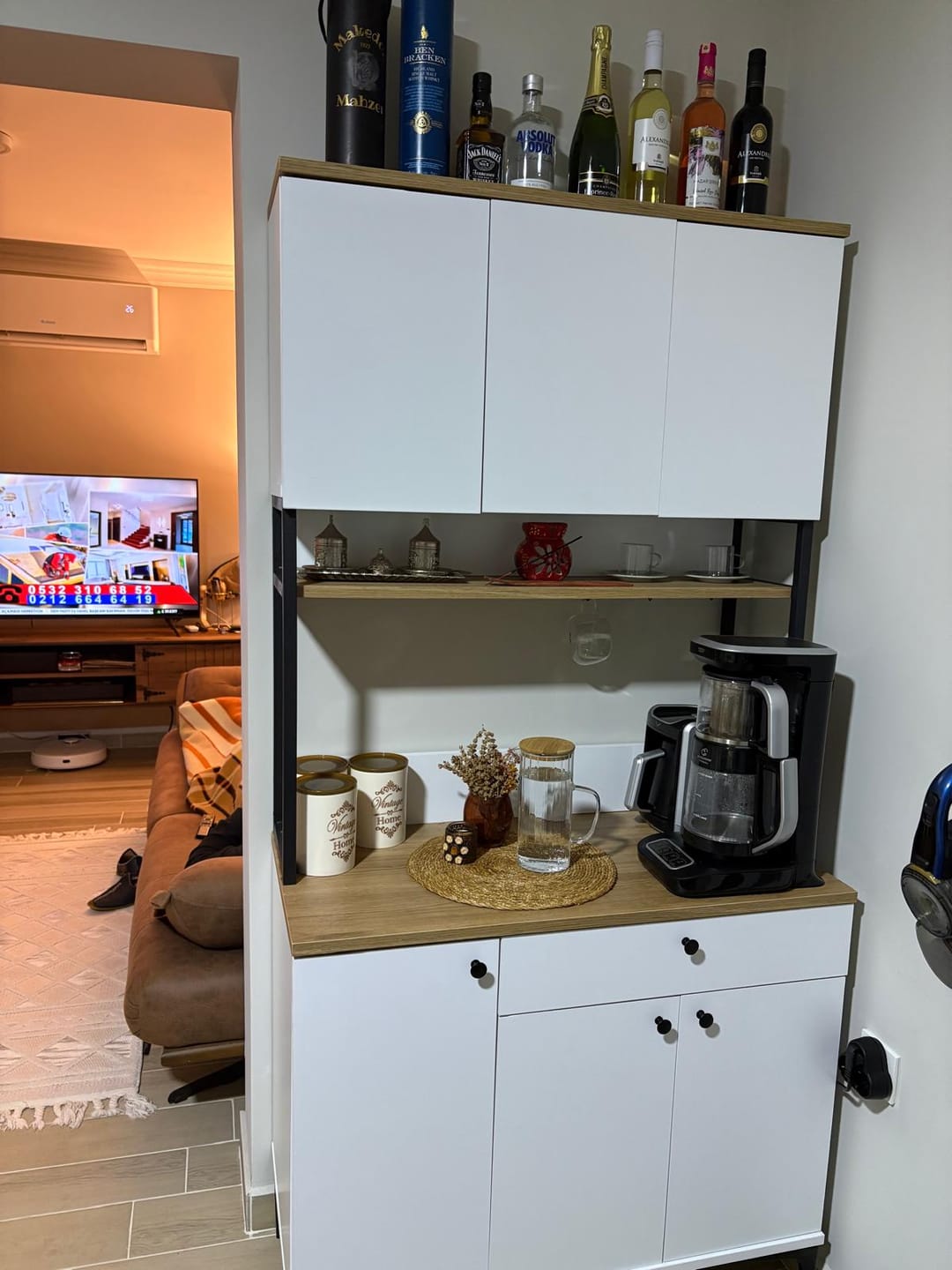 Customer photo review of Rani JE197 Çok Amaçlı Dolap 6 Kapaklı 1 Çekmeceli Kiler Mutfak Dolabı Sepet Ceviz - Beyaz