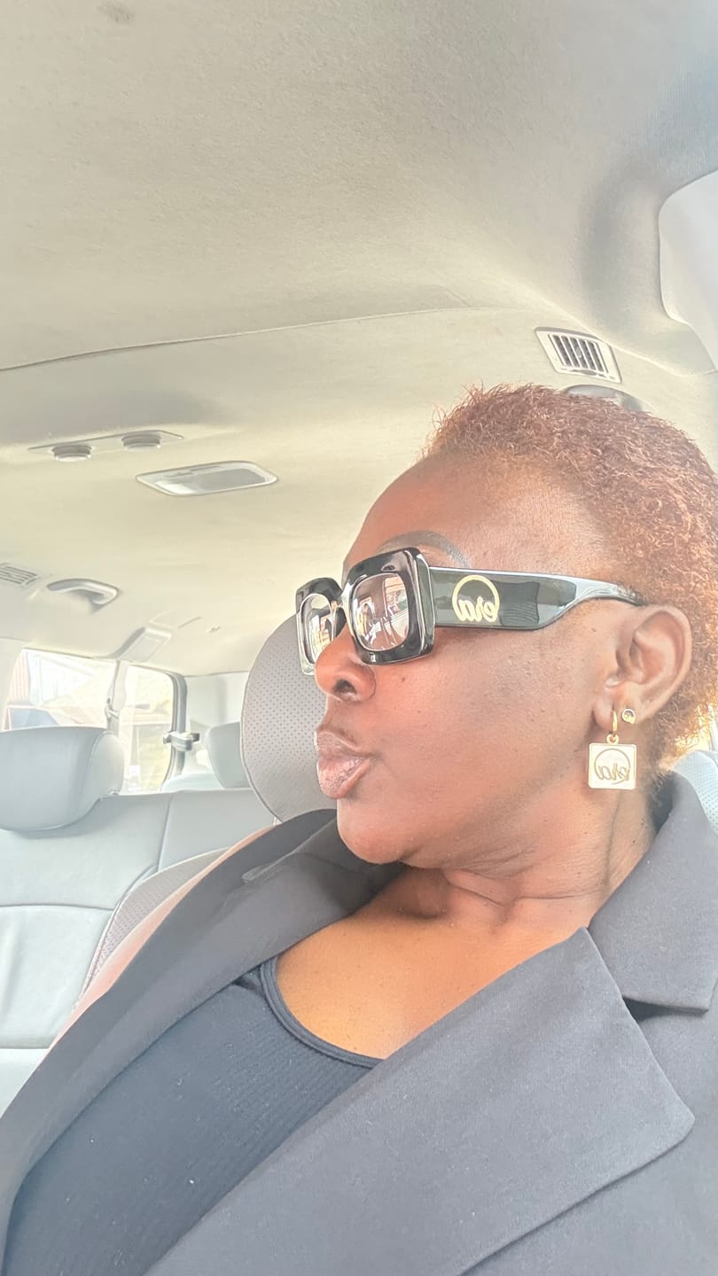 Customer photo review of Gold Pearl Square Drop Earring