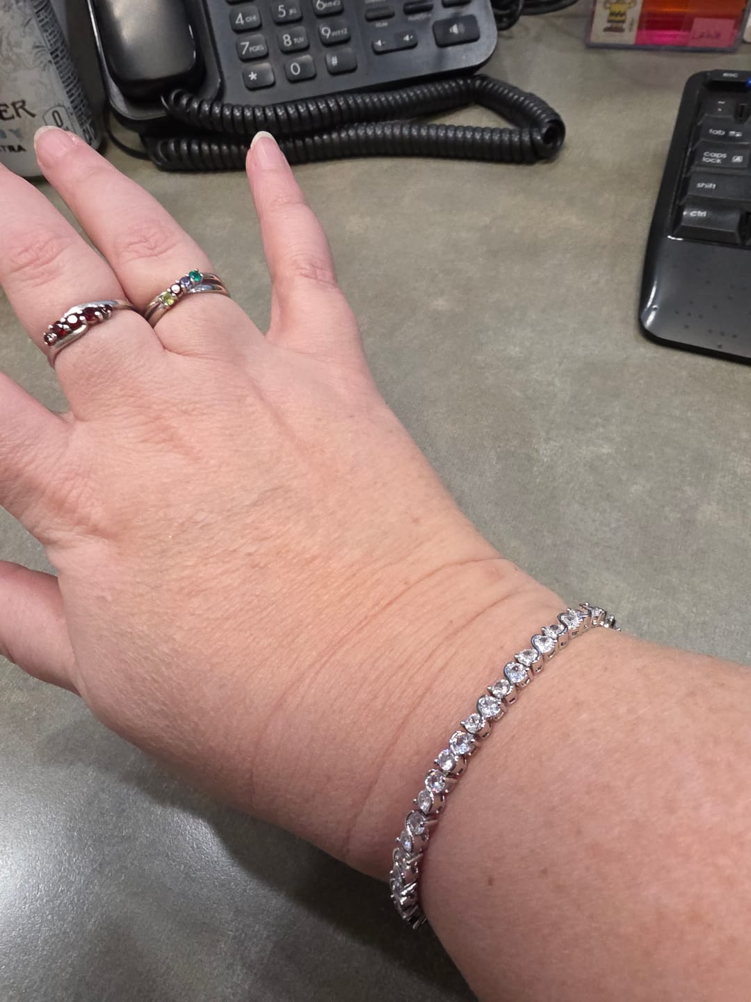 Customer photo review of Ezra 18k White Gold Plated Infinity Tennis Bracelet with Simulated Diamond Crystals